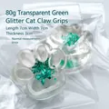 Macro detail of translucent green aurora cat paw squishy toy with glitter filling - 80g Pack / Transparent Aurora Green