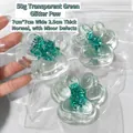 50g transparent green aurora cat paw squeeze toy, 7x7x2.5cm detail showing size - 50g Weight / Transparent Aurora Green