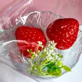 Realistic red strawberry squishy toy made of food-grade silicone for stress relief. - Big Strawberry (Red)