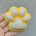 Grande giocattolo antistress a forma di zampa di gatto gialla e bianca per il relax. - Unpackaged 55g