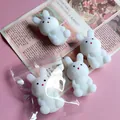 White flocked rabbit squishy stress relief toy detail showing soft velvet texture - Little Rabbit / 1 Piece