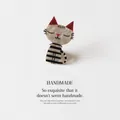 Schicke künstlerische Haarspange in Katzenform mit schwarzen Streifen und roten Ohren für Damen - Striped Cat Style