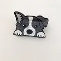 Macro view of a cute dog-shaped acrylic hair claw clip with pearlescent texture finish - Chihuahua