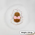Handgemaakte siliconen pantoffel squishy speelgoed hanger met een roze decoratieve strik - Kneedbaar puppy slipper speelgoed (Q-015) / Palmpoeder