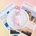 Mignon jouet de décompression en silicone rose en forme d'ours avec un porte-clés - Panda allongé / Rose