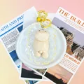 Jouet de décompression en silicone de qualité alimentaire avec porte-clés étoile jaune - Panda allongé / Abricot