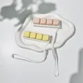 Tactile fidget keycap keychain with four buttons and white lanyard in soft pastel colors - No Light - Blue Switch Mechanical Sound / Pink