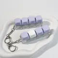 4-key mechanical switch tester keychain with pastel purple and white keycaps for stress relief - 4-Key Layout / Contrast Color - Taro White