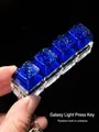 4-key mechanical keyboard fidget toy with starry blue keycaps and clear acrylic base - 4-Key Style / No Light / Dark Blue