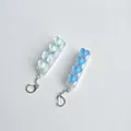 Translucent heart-shaped keycap fidget keychain with bow and heart charms decoration - No Light / Dark Blue Heart