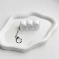 Witte 3-toets mechanische toetsenbord keycap fidget toy sleutelhanger transparant - 3 Haken / Wit Gestoomd Broodje