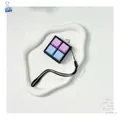 4-key mechanical switch tester fidget toy with matte purple and blue keycaps on lanyard - Butterfly Blue