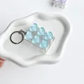 Transparent light blue heart mechanical keycap fidget toy switch tester keychain for stress relief - Six-Grid - Aqua Blue Heart Squishies