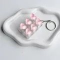 Pink heart keycap mechanical keyboard switch tester keychain for stress relief - Pink