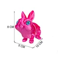 Articulated 3D printed pink rabbit toy figurine, size dimensions 8cm height and 10cm length - Hot Pink