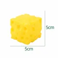 Close-up detail of the yellow square cheese squishy toy showing its 5cm by 5cm dimensions - Square Cheese / 5x5 / Yellow