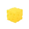 Détail d'un grand jouet squishy jaune en forme de fromage avec des trous réalistes - Grand Fromage Carré / 10x10 / Jaune