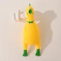 Close-up view of a funny yellow screaming chicken toy for creative stress relief and squishy fun - Green Bowtie Style / 16cm * 6cm / Yellow