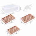 Juego de moldes para cubitos de hielo rosa de 33 rejillas con caja y pala para hielo - Mediano - 3 Bandejas Con Caja y Pala / 16.5x10x2cm / Rosa