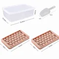 Juego de bandejas de cubitos de hielo redondas rosas de 33 celdas con caja y pala de hielo - Mediano - 2 Bandejas Con Caja y Pala / 16.5x10x2cm / Rosa