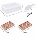 Juego de bandejas de cubitos de hielo rosa de 33 rejillas con caja de almacenamiento - Grande - 2 Bandejas Con Caja, Pala y Pinzas / 17.5x11x2.5cm / Rosa