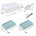 Juego de 2 bandejas de cubitos de hielo de bola azul 33 rejillas con caja, pala y pinza. - Grande - 2 Bandejas Con Caja, Pala y Pinzas / 17.5x11x2.5cm / Azul