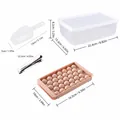 Juego de molde de hielo rosa de 33 celdas con caja, pala y pinza, medidas mostradas - Mediano - 1 Bandeja Con Caja, Pala y Pinzas / 16.5x10x2cm / Rosa