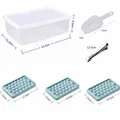 Juego de moldes para cubitos de hielo en esfera azul 33 rejillas con caja y pala - Grande - 3 Bandejas Con Caja, Pala y Pinzas / 17.5x11x2.5cm / Azul