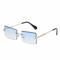 Frameless gold sunglasses with rectangular blue gradient lenses for women - Universal / Gold Frame Gradient Blue