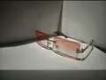 Trendy rimless square sunglasses with orange gradient lenses and gold metal temples. - Universal / Gold Frame Gradient Pink