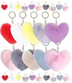 Lot de 24 porte-clés en peluche en forme de cœur coloré pour sacs et accessoires - Style A - Ferrure Or Clair / Lot de 30