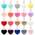 Collection de porte-clés en fausse fourrure en forme de cœur de couleurs vives. - Style A - Ferrure Or Clair / Ensemble de 20 Pièces