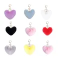 Porte-clés cœur en peluche multicolores avec attaches dorées sur fond blanc neutre. - Matériel Or Clair / Ensemble de 9 Pièces
