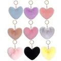 Collection de divers porte-clés en peluche en forme de cœur colorés et breloques de sac - Style A - Ferrure Or Clair / Ensemble de 9 Pièces