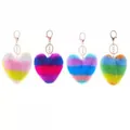 Lot de quatre porte-clés en peluche colorés en forme de cœur avec fermoirs dorés. - Matériel Or Clair / Lot de 4