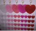Lot de 24 porte-clés en peluche en forme de cœur colorés avec des breloques dorées - Style A - Ferrure Or Clair / 50 Pièces