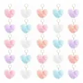 Ensemble de 25 porte-clés pompon en forme de cœur colorés pour sacs et cadeaux - Style A - Ferrure Or Clair / Lot de 25