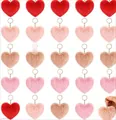 Lot de 24 porte-clés en forme de cœur en fausse fourrure, tons dégradés rose et rouge - Style AA - Ferrure Or Clair / Lot de 25