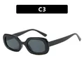 Stylish retro black oval frame sunglasses with dark lenses for men and women - C3 - One Size / Glossy Black Gray Lens (C3)