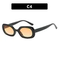 Retro black chunky oval frame sunglasses with orange tinted lenses for stylish daily wear. - One Size / Glossy Black Gradient Tea (C4)
