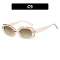 Retro oval sunglasses with transparent champagne frame and brown gradient lenses - One Size / Champagne Gradient Tea (C9)