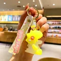 Porte-clés mignon dinosaure de bande dessinée en PVC souple jaune pour sacs et clés - Dinosaure Glacé / Jaune