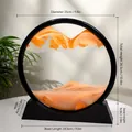 12-inch 3D moving sand art desktop ornament with black circular frame and base - 12 Inch / Black Frame Yellow Sand