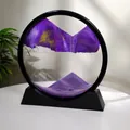 Elegant 7-inch 3D moving sand art desk ornament with purple sand and black round frame - Purple / 7 Inch / Black Frame
