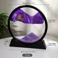 Elegant 7-inch 3D moving sand art desk ornament with purple sand and black round frame - 7" / Black Frame Purple Sand