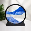 7-inch circular blue 3D moving sand art desk ornament with black frame for home decor - 7" / Black Frame Blue Sand