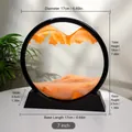 Elegant 7-inch circular 3D moving sand art with orange landscape scenery on black base - 7" / Black Frame Yellow Sand