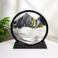 7-inch circular 3D moving sand art picture with black frame and base for desktop - Black / 7 Inch / Black Frame