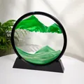 Decorative 7 inch green 3D moving sand art picture with round frame for office desk - Green / 7 Inch / Black Frame