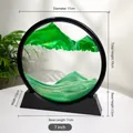Decorative 7 inch green 3D moving sand art picture with round frame for office desk - 7" / Black Frame Green Sand